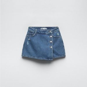 ZARA RIPPED DENIM SKORT